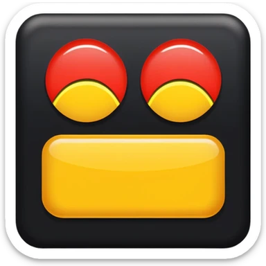 A wawy black and a red rectangle and a yellow circle sticker