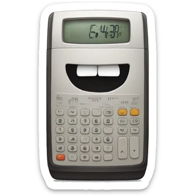 old calculator with a beard sticker