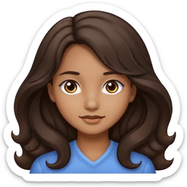 emoji of a girl with long wavy dark brown hair, dark brown eyes, and light brown skin sticker