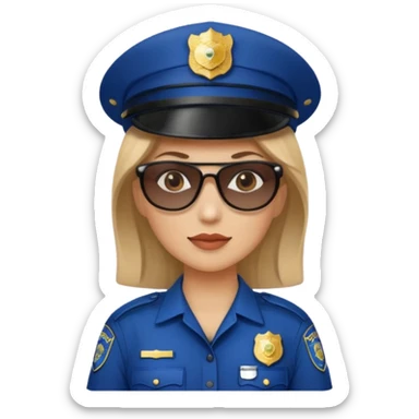 woman police with hair style and hats and sun glasses sticker