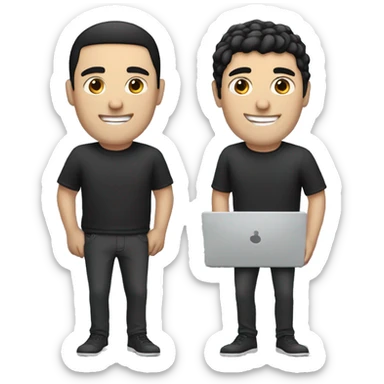 two white guys with black hair with laptops sticker