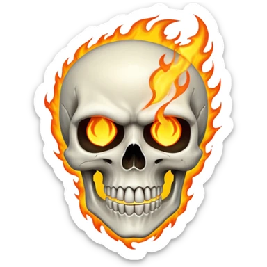 Ghost rider white skull with fire burning sticker