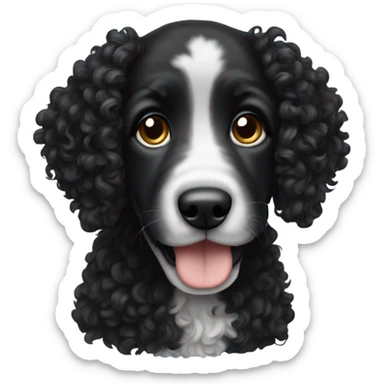 Black curly haired puppy with long floppy ears  sticker