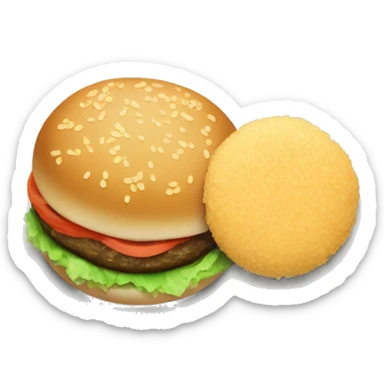 bowl of white rice next to a plain burger patty on a plate sticker