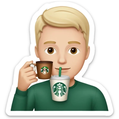 white man drinking Starbucks coffee sticker