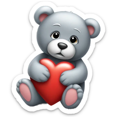 realistic-grey-teddy-bear-hugging-heart  sticker