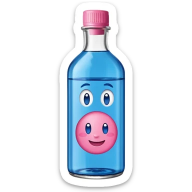 Smiling bottle of oil blue top pink outside with logo that says diddy oil sticker