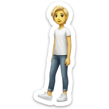 Full length white teenager sticker