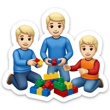 boys playing with legos full body sticker