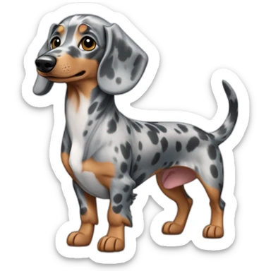 short haired blue merle dachshund full body sticker