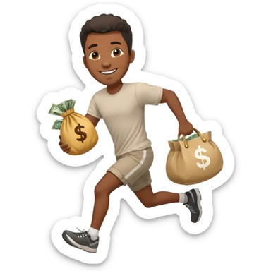 Black Man running with moneybag 💰 sticker
