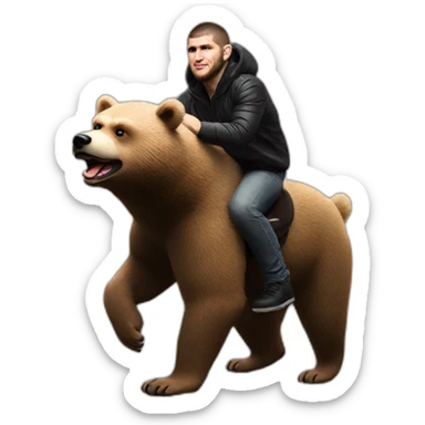 khabib nurmagomedov riding a bear sticker