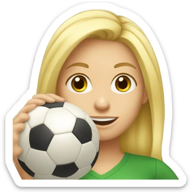 blond woman holding a soccer ball in her hand sticker