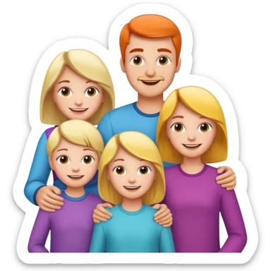 Happy family: mom, dad, 2 sisters and brother sticker