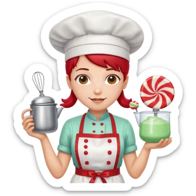 Mixer + peppermint apron, Candy Chef. sticker