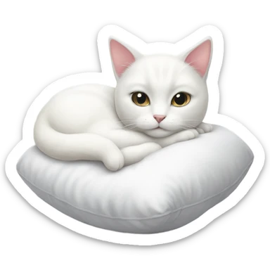 White cat snuggling pillows sticker
