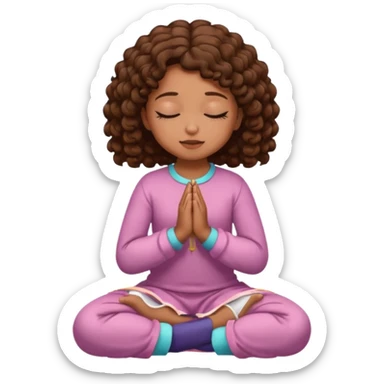 girl praying on knees curls brown sticker