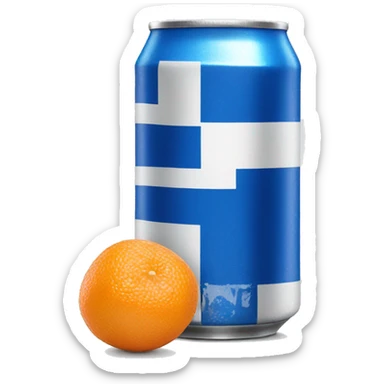Blue Fanta can with Greek flag on it and a glass next to it sticker