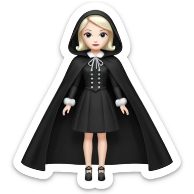 Fun ‘n Fur Barbie, teen Wednesday Addams, cape,veil,showing off, show full body,accessories coat gloves  sticker