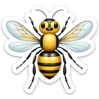 A cute yellow and black striped bee with transparent wings sticker