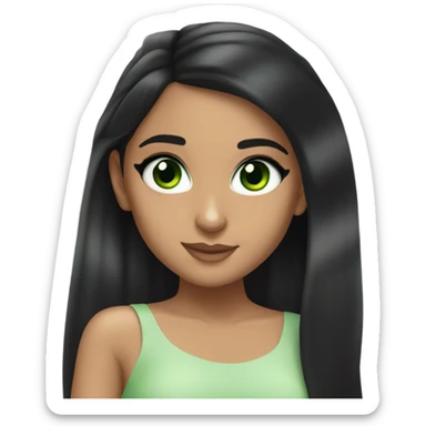ariana grande with black hair and green eyes sticker