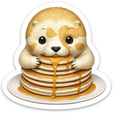 White seal eating pancakes sticker