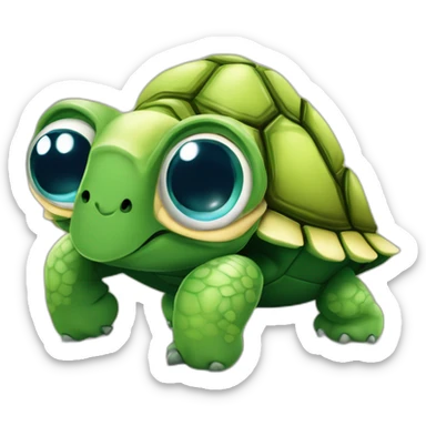 Tortuga graciosa mirando a cámara sonriendo y guiñando un ojo sticker