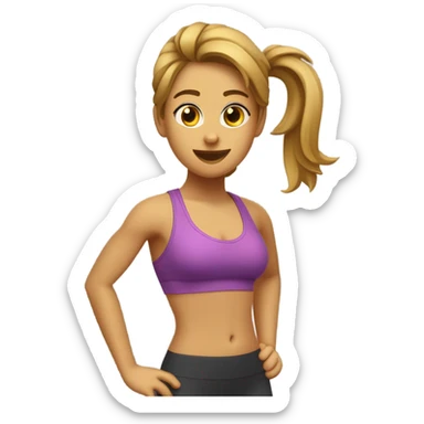 Chica de pelo lacio color castaño con marchitas rubias entrenando en el gym sticker