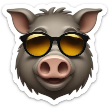 Smirking boar with sunglasses sticker