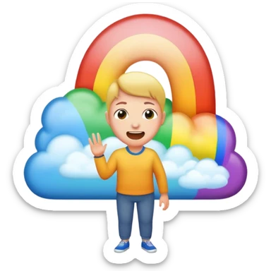 a person farting a rainbow  sticker