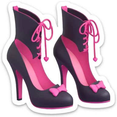 BLACKPINK-inspired gothic shoes, no hearts, black and pink, cute and sticker