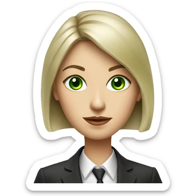 Russian woman with green eyes full length in suit photorealistic serious sticker