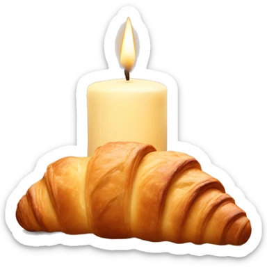 croissant candle, felines sticking out of the croissant sticker