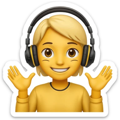 emoji with head phone holding both hands sticker