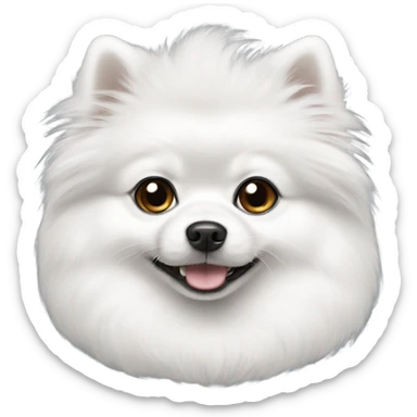 white pomeranian with one black ear sticker