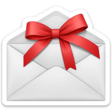 an envelope with a paper and ribbon sticker