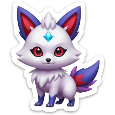 Shiny White with Violet markings and nebula markings Zorua-Zangoose-Pokémon-Fakémon-fusion-hybrid-creature sticker