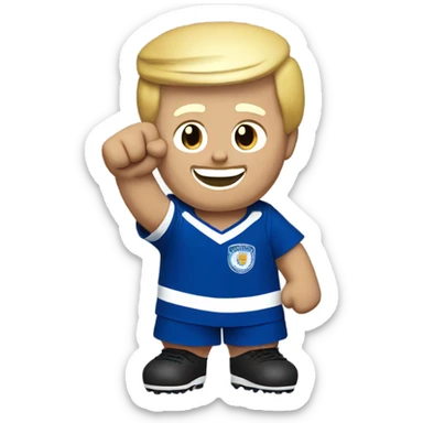 Donald Trump cheering Leicester football club wearing kit victory  sticker