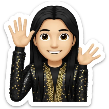 Taboo from Black Eyed Peas with long black hair, black sequin outfit  sticker
