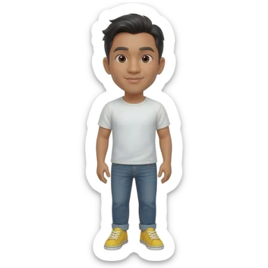 Filipino man white t-shirt denim jeans with yellow sneakers  sticker