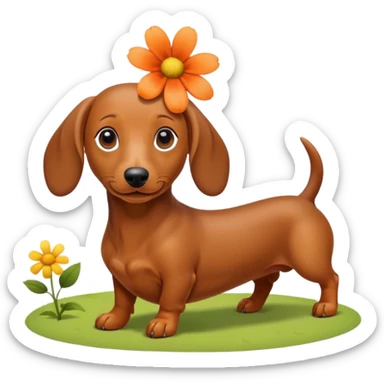 Dachshund with a flower on its head sticker