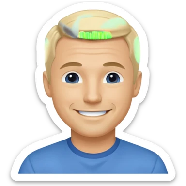 Freddie Prinze Jr, blonde hair, blue shirt sticker