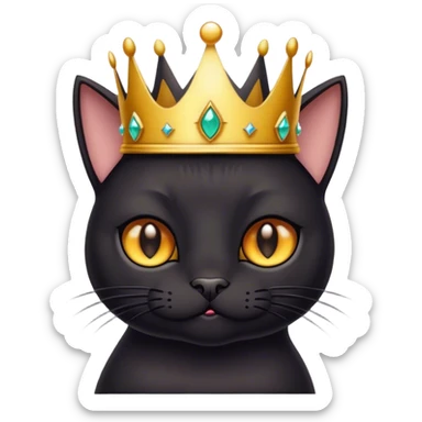 Black cat wearing a crown sticker