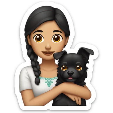 Mujer mexicana morena guapa con perro negro completo sticker
