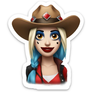 harley quinn with a cowboy hat  sticker