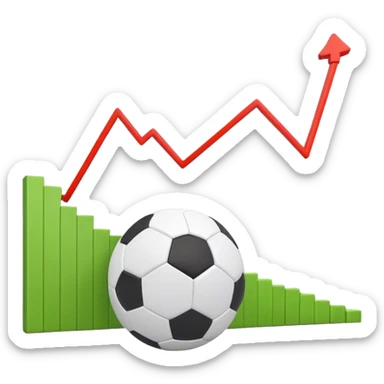 Cinematic realistic 3d growing graph  next to a soccer ball sticker