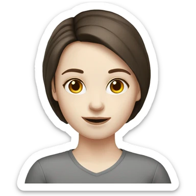 pale skin girl long dark brown hairs with laptop sticker