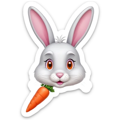 bugs bunny cartoon rabbit with carrot sticker