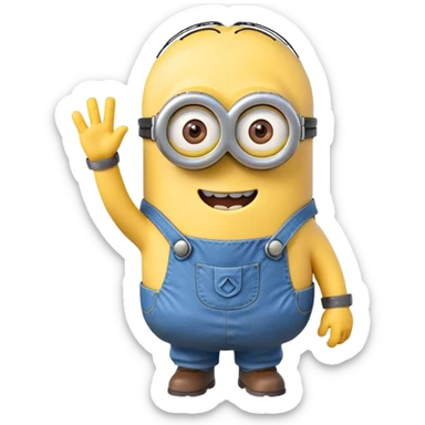 Minion character waving sticker