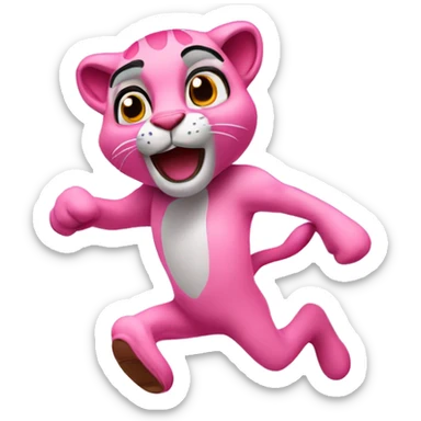 cute Pink panther jump sticker